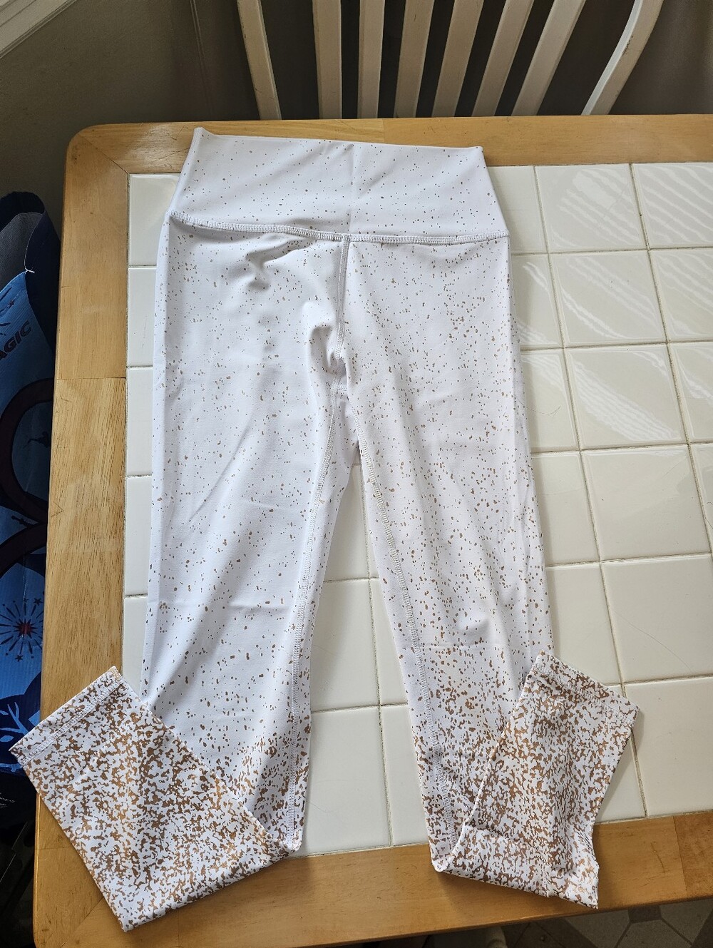 Women's White Leggings with Rose Gold Speckle By Buff Bunny Size L
